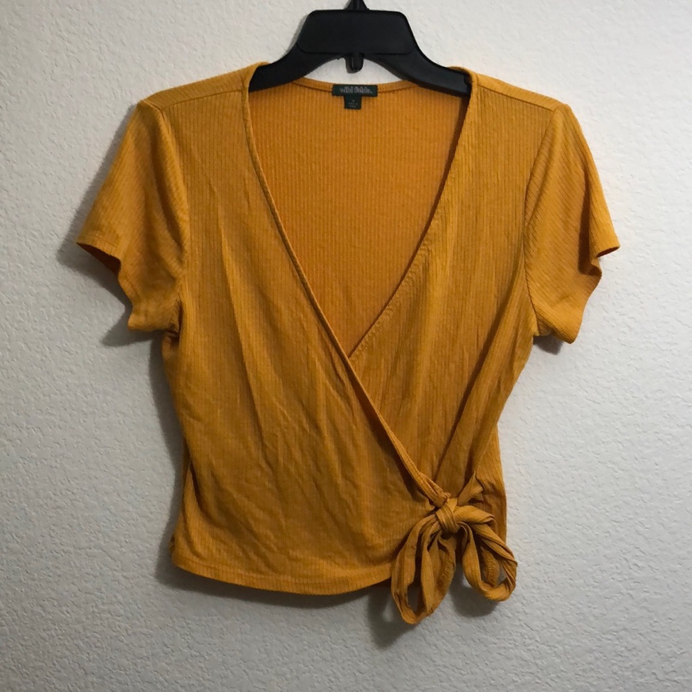 Mustard yellow wrap top